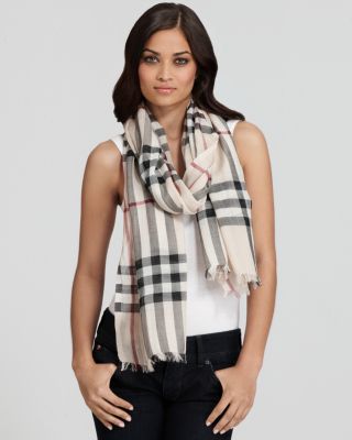 burberry check wool scarf